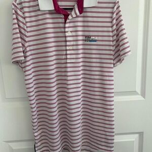 Ralph Lauren white and berry striped polo shirt